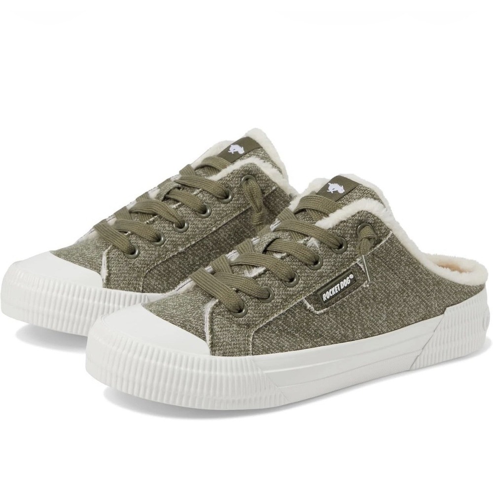 Rocket Dog Cheery Mule Sneakers Womens Size 10 Olive Green Shoes Jersey NEW